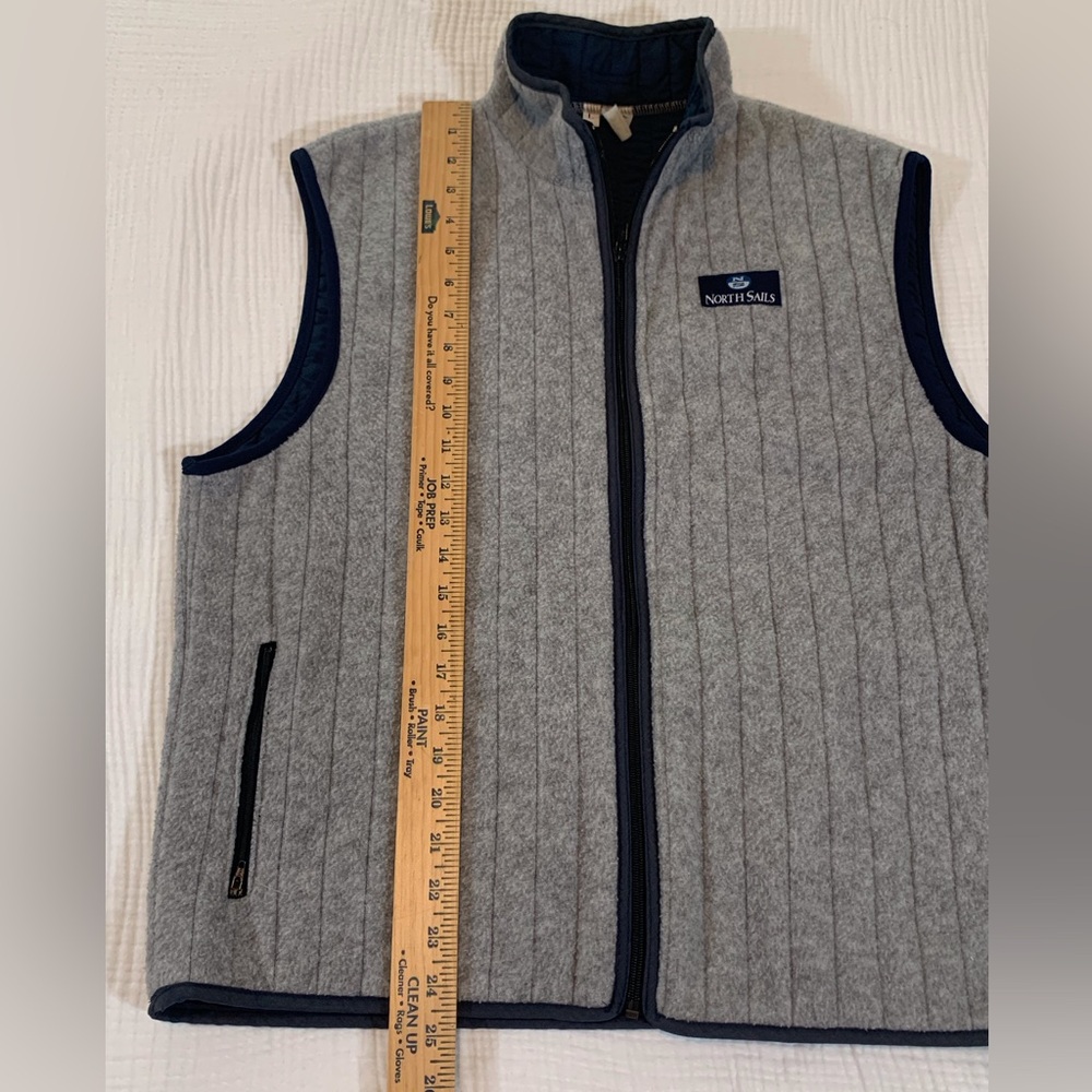 North Sails Polartec Fleece Vest Large Gray Full Zip Quilted Pockets Men - Picture 9 of 12